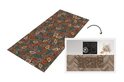 Keukenloper - Loper keuken - Bladeren - Natuur - Herfst - Bohemian - 120x50 cm - Keukenloper vinyl