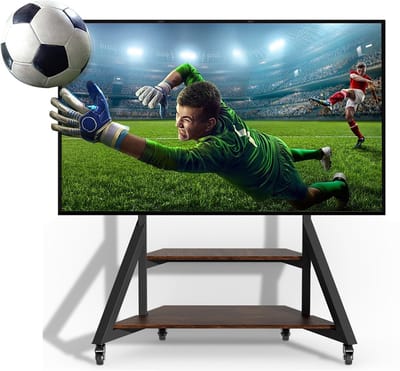 unho Mobiel TV Staander met Wielen Planken - voor 65 tot 100 inch Groot LCD/LED Gebogen Scherm - tot 220lbs - In Hoogte Verstelbare TV Staanders - VESA 800x600mm - Rolling TV Stand - voor Slaapkamer Kantoor