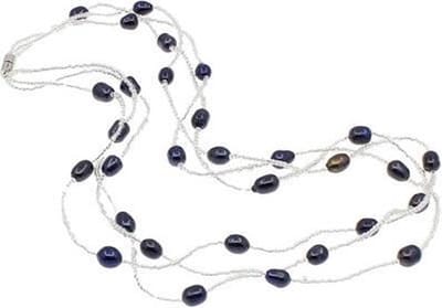 Zoetwater parelketting Twine Pearl Black - echte parels - blauw - zwart - magneetslot - luxe sieraden zakje - parelketting dames