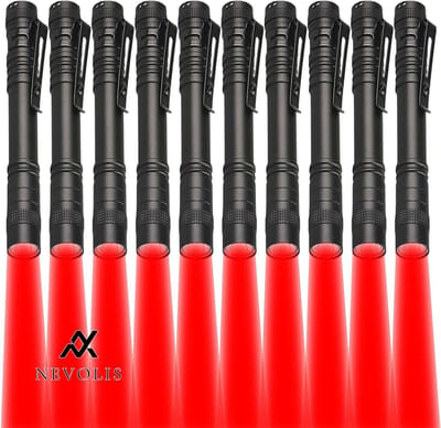 Nevolis Red Light Flashlight Mini LED Flashlights Pen Clip Waterproof Flashlight Red Flashlight 13cm Star Observation Night Vision Fishing Exploration (10 Per Pack) .