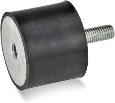 Set van 2 Rubberen Buffers met M10 Schroefdraad - Trillingsdempers Zwart 70mm Diameter