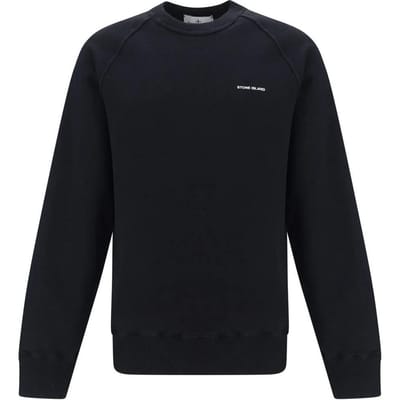 Sweatshirt à manches longues ajusté avec logo imprimé uni à col rond pour homme Stone Island sweat Noir 801560755-V0029 M black