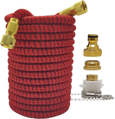 Flexibele tuinslang - Tweekleurige leiding - Tuin bewateren - Verlengt tot 3x - 30 meter - Rood zwart