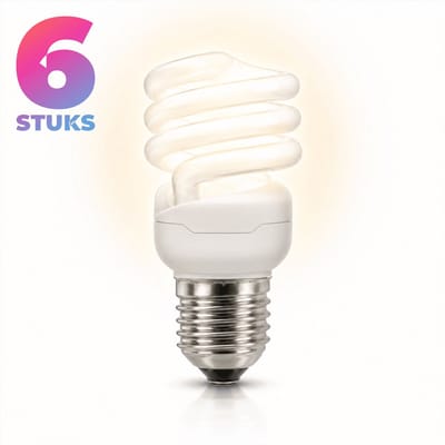 6x Spiraal Spaarlamp E27 - 24W - Warm Wit Licht (2700K) - 1615 lm - 8 jaar - Niet Dimbaar - Bespaar op energiekosten