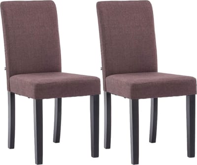 CLP Ina Set van 2 Eetkamerstoelen - Zonder armleuning - Hout - Stof - bruin zwart