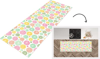 Keukenloper - Loper keuken - Regenboog - Stippen - Patroon - 150x50 cm - Keukenloper vinyl