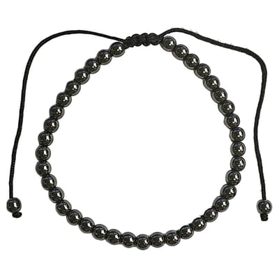 Fako Bijoux® - Natuurstenen Armband - Natuursteen - 4mm - Verstelbaar - 16-23cm - Hematiet - Grijs