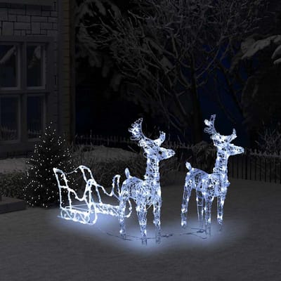 vidaXL - Kerstversiering - rendieren - en - slee - 160 - LED's - 130 - cm - acryl