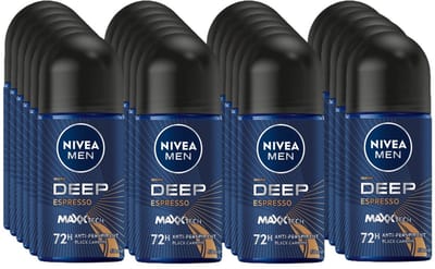 Nivea Deo Roll-on Men - Deep Black Carbon Espresso - 50ml - Voordeelverpakking 24 stuks
