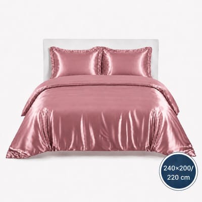 Satijnen Dekbedovertrek - Roze - 240x200/220 - Luxe & Koel - Zacht & Ademend - Incl. Kussenslopen