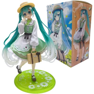 Figurine Anime 15cm Hatsune Miku Stopper à Nouilles Herbe Chanceuse Fée Figurine d'Action Modèle de Collection en PVC Ornement Jouets Cadeaux