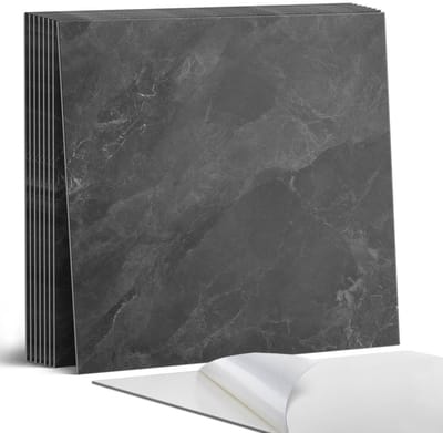 Coloray Plaktegels - Natuursteen textuur Portugese Tegels - 30 cm x 30 cm - Zwart Plaktegels - 9 stuks - Vierkant PVC Tegels - Plaktegels Keuken - Zelfklevende Vloertegels - Vinyl Tegels - Zelfklevende Tegels