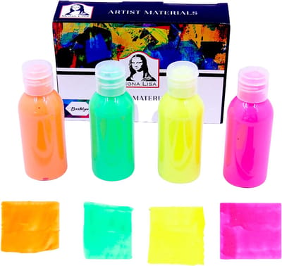 Südor neon acrylverfset 4 x 100 ml ,Lichtgevende verf ,voor kinderen en volwassenen, kunstenaars. Geschikt voor papier, canvas, hout, steen, stof, metaal, gieten. acrylverf 4 x 100 ml (neon fluorescerend)