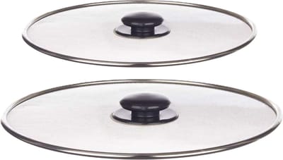 Kinvara Afgietdeksel/pannendeksel set - 2x stuks - Dia 25/21 cm - metaal - plat model