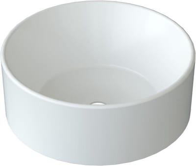 Wastafel Badkamer Rond - Opzetwastafel Gastentoilet - Kleine Ruimtes - Ultradunne Rand - 40.5x40.5x15cm - Wit