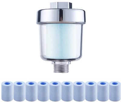 Dailygoods - Douchefilter met 10 verwisselbare filterelementen, douchekop kalkfilter, douchefilter voor kalkhoudend water, vermindert droge jeukende huid