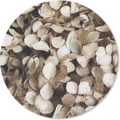 Muismat rond 20x20 cm - Mousepad Bloemen - Hortensia - Bruin - Ronde muismatten - Kerst - Cadeau - Kerstcadeau voor mannen en voor vrouwen