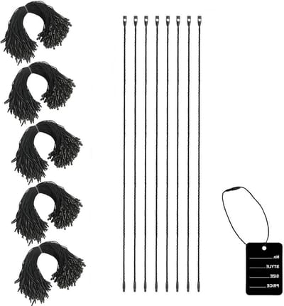 1000x Kledinghangers Touw Zwarte Nylon Kord voor Prijslabels en Kledinglabels - Veiligheidssloten