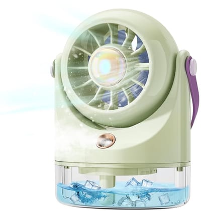 LISM-Mini tafelventilator, ultrastille USB-airconditioner, draagbare ventilator op batterijen Geschikt voor kamperen en reizen, milieuvriendelijke luchtkoeler.