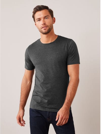 Next - Heren - Onmisbaar katoenen T-shirt met ronde hals en slanke pasvorm - Grijs