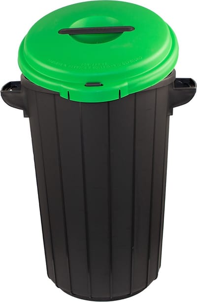 Eco Solution, Prullenbak met Deksel voor Afvalscheiding - 35L – Groen/Zwart- Recycle – Afvalbak - Vuilnisbak – Afvalemmer – Afvalscheidingprullenbak – Vuilnisemmer – Sorteerafvalemmer – Kantoor – Keuken - School