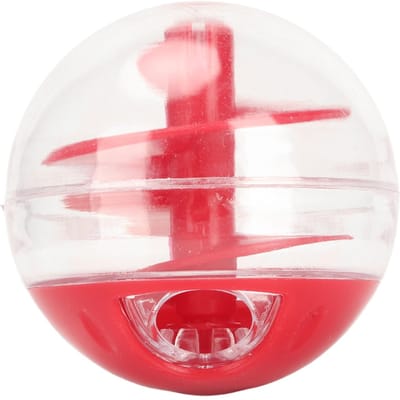 Balle Distributrice de Friandises pour Chat Résistante aux Morsures Interactive pour Animal de Compagnie Mangeoire Lente Balle Puzzle pour Chaton red