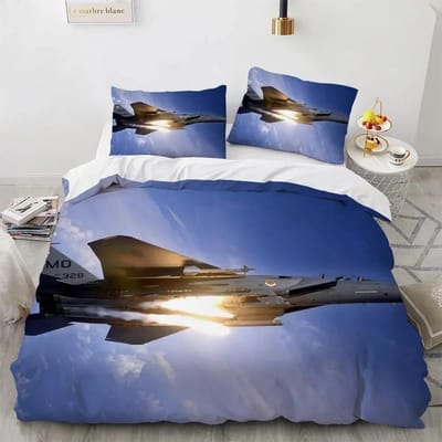 Vliegtuig Vechter Luchtpatroon Comfortabel Dekbed Dekbedovertrek Kussensloop Beddengoed Set Kinderkamer Decoratie Huis Textiel 70x133cm