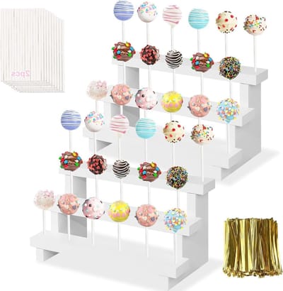 JGS Premium - Cake Pop Houder - Wit - 2 Stuks - 3-Lagen Standaard - Bruiloft - Verjaardagsfeest - Desserttafel