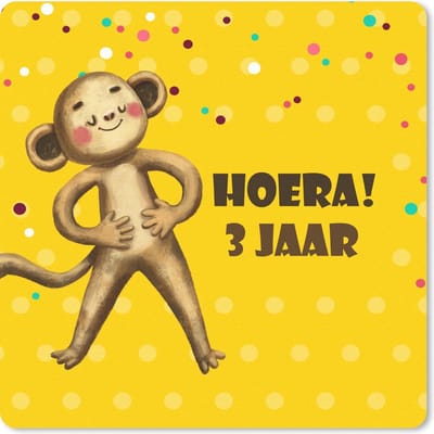 Muismat 20x20 cm - Mousepad Verjaardag kind - 3 jaar - Knuffeldier - Muismatten