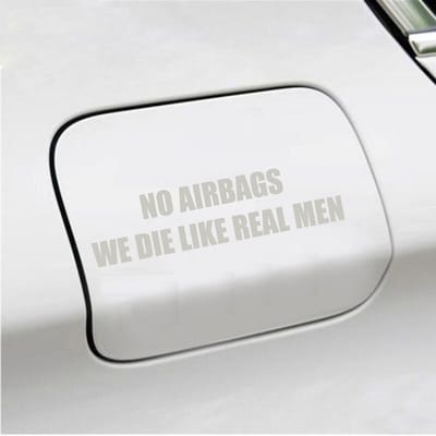 Bumpersticker - No Airbags We Die Like Real Men - 3,7 X 14,8 - Zilver