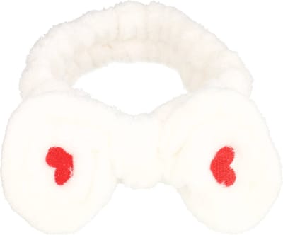 Haarsoires Haarband Make-Up 5cm - Beauty – Fluffy Strik – Hartjes - Wit - Skincare & Spa Hoofdband