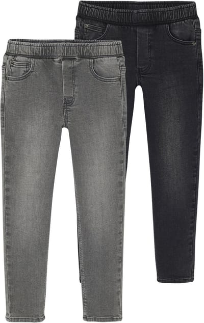 Vertbaudet Set van 2 slim-fit jeans met elastische en verstelbare taille