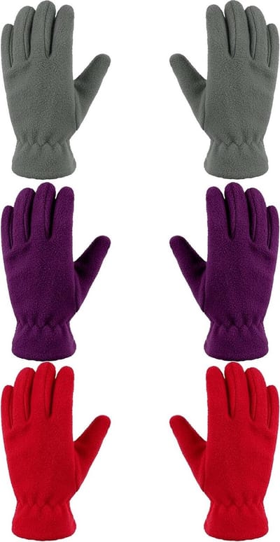 Warme Fleece Handschoenen voor Kinderen - 3 Paar Volledige Vingers, Geschikt voor Jongens en Meisjes