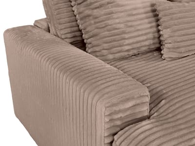 Vente-unique Vierzitsbank met diepe zitting in ribfluweel met dikke ribbels, taupe CALAZO van Pascal Morabito
