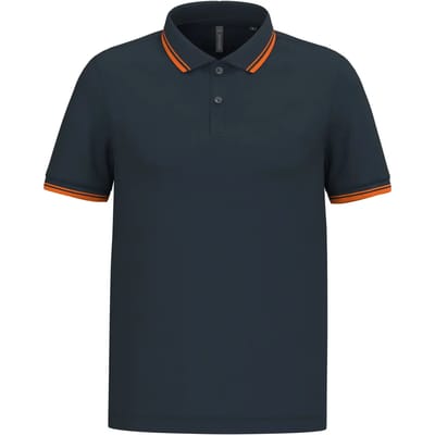 Kariban Gestreepte herenpolo korte mouwen K272 - Navy / Orange - L