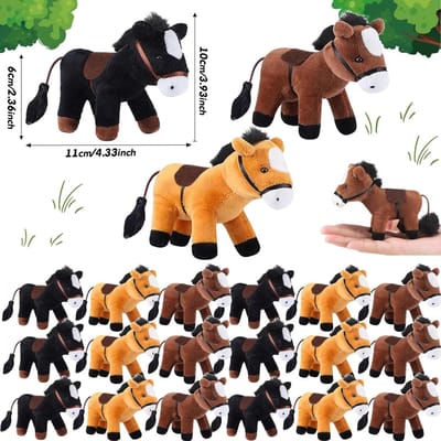12-120 Stuks 4-inch Paard Knuffeldier Paard Speelgoed Paard Pluche Adopteer een Paard Feest Bedankje Staand Knuffelpaard Mini Pluche Verjaardag 12 PCS