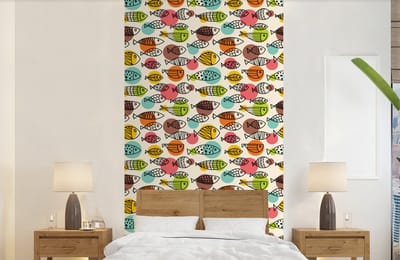 Behang - Fotobehang Stippen - Vis - Regenboog - Breedte 120 cm x hoogte 240 cm