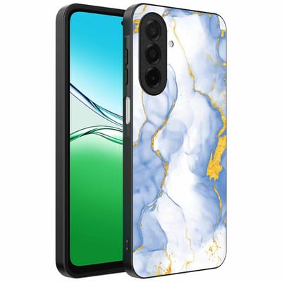 Geschikt voor Oppo A5 Telefoonhoesje met Lichtblauw Goud Marmer Opdruk - TPU Backcover Case Lightblue Gold Marble Design - Smartphonica geschikt voor Oppo A5