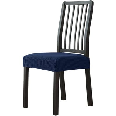Housse de siège en corne Jacquard, housses de chaise extensibles de couleur unie, pour salle à manger, cuisine, bureau, élastiques, Anti-salissure, sans dossier 1 piece bleu marine