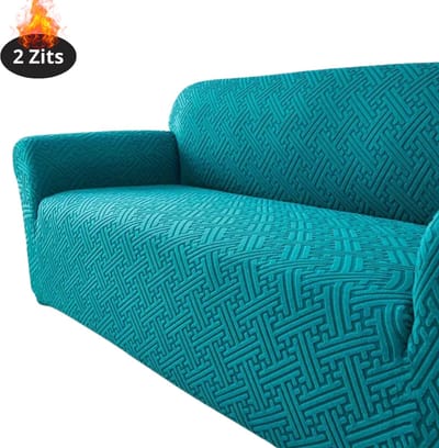 Livano Bankhoes - Bankbeschermer - Stretch - Sofa Cover - Effen - Turqoise - 2 Zits