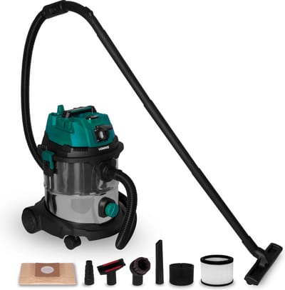 VONROC Nat- en droogzuiger / Stofzuiger - 1400W – Inschakelautomaat - Blaasfunctie – 20L RVS tank – 3m slang - 6m stroomkabel