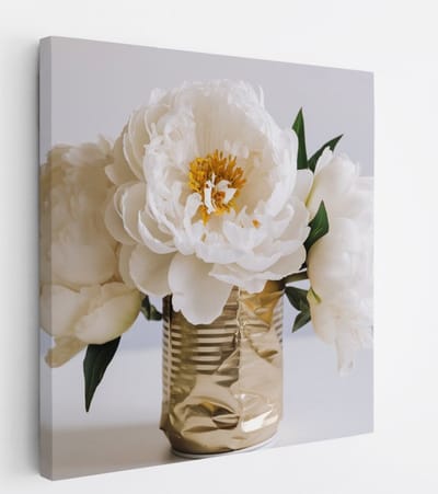 Saammp Canvas Schilderij - Bloemen in Blikje - Abstract - 20x20 - Foto op canvas - Wanddecoratie - Muurdecoratie Woonkamer - Kantoor Decoratie