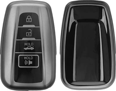 kwmobile autosleutel hoesje geschikt voor Toyota 4-Knoppen 2018-2024 RAV4 Avalon Camry C-HR Prius hoes - TPU autosleutel behuizing - Beschermende auto sleutel case - Sleuteletui in mat zwart / zwart