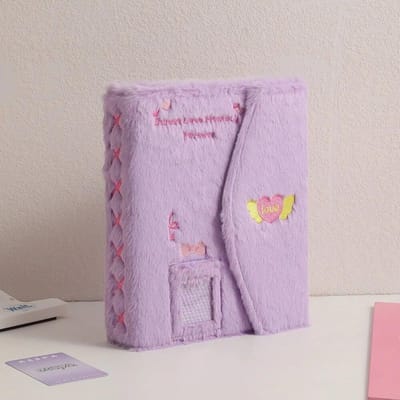 A5 Ins 3-inch kleine kaartopslag Pluche stijl pluche fotoalbum Celebrity Idol Albumkaarten Collectie Binder Fotokaarthouder paars