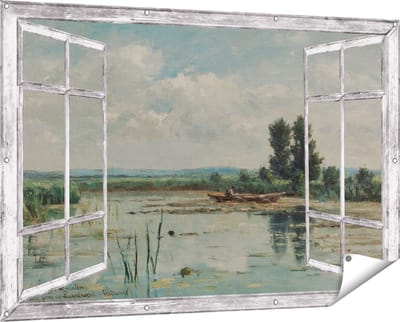 Gards Tuinposter Doorkijk Plas bij Loosdrecht - Willem Roelofs - 150x100 cm - Tuindoek - Tuindecoratie - Wanddecoratie buiten - Tuinschilderij