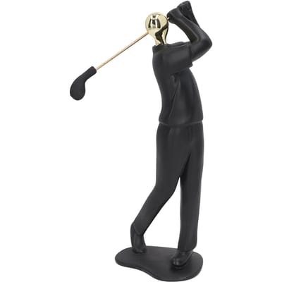 Figurine de Golfeur Noir Mat Belle Posture Base Antidérapante Ligne Fluide Statue d'Homme Golfeur pour Étagère Bureau Armoire black
