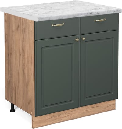 Vicco Fame-Line Keukenonderkast – 80 cm, WB Marmer Groen-Goud Landhuis