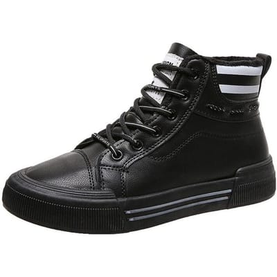 Nouveau haut petit blanc chaussures pour femmes en cuir souple hiver avec polaire chaussures à semelle épaisse chaud décontracté chaussures de sport pour les femmes 37 noir