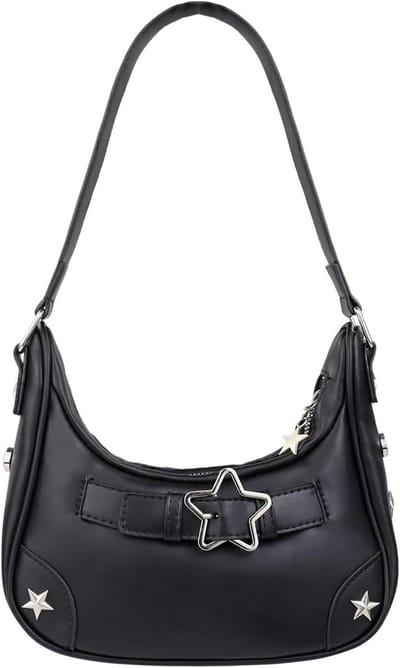 Women's Small Handbag PU Leather Y2K Shoulder Bag Vintage Shoulder Bag Women's Fashion Hobo Shoulder Bag with Zip - ShopVlot