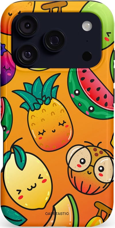 Casetastic hoesje geschikt voor Apple iPhone 17 Pro - MagSafe - Dubbellaagse bescherming - Fruitastisch - Fashion Case - Okergeel Oranje Bruin Groen